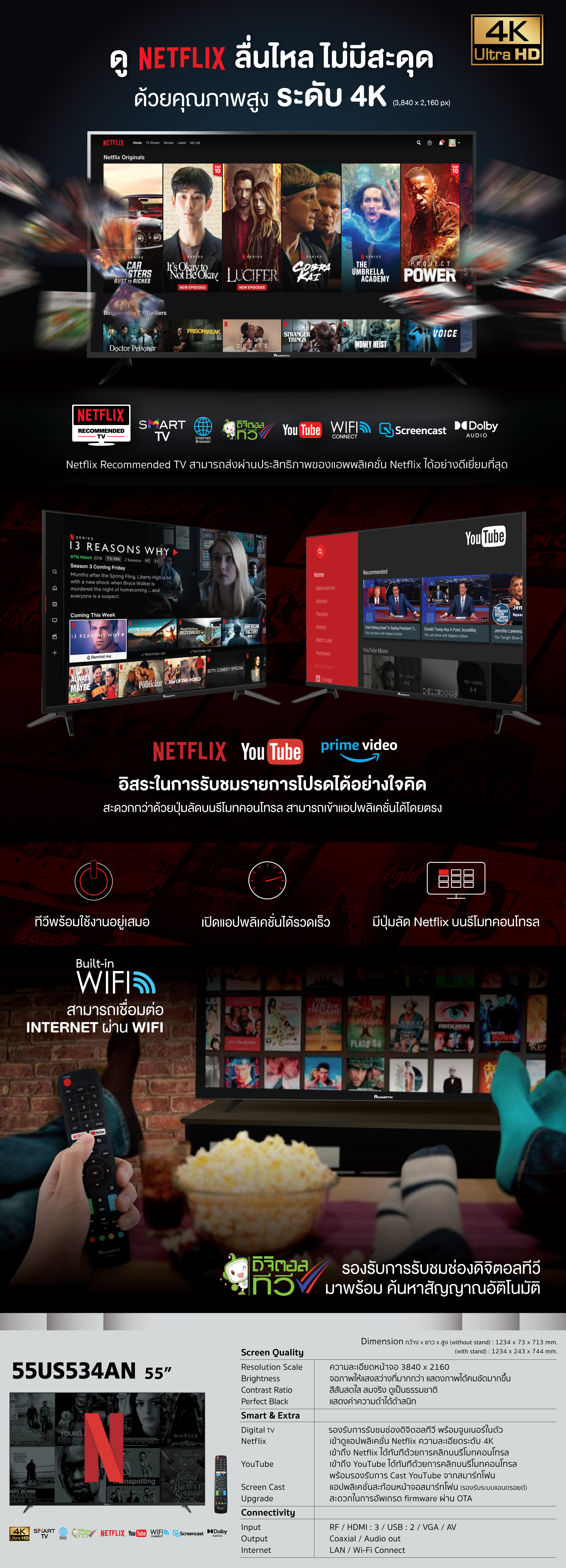 Netflix TV 55" model 55US534AN